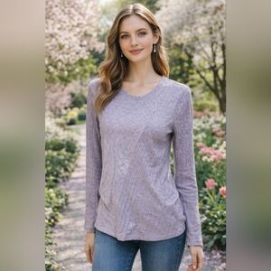 Vera Wang Lilac Textured Knit Long Sleeve Sweater - Size Small Designer Soft